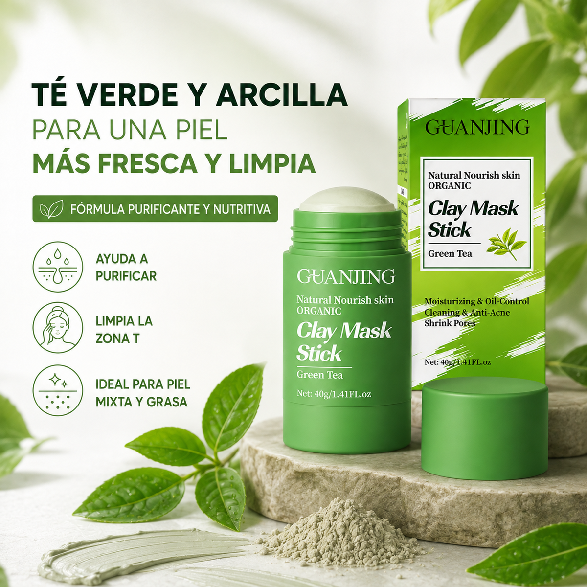 GreenPore Stick™ – Mascarilla de Arcilla con Té Verde para la Zona T