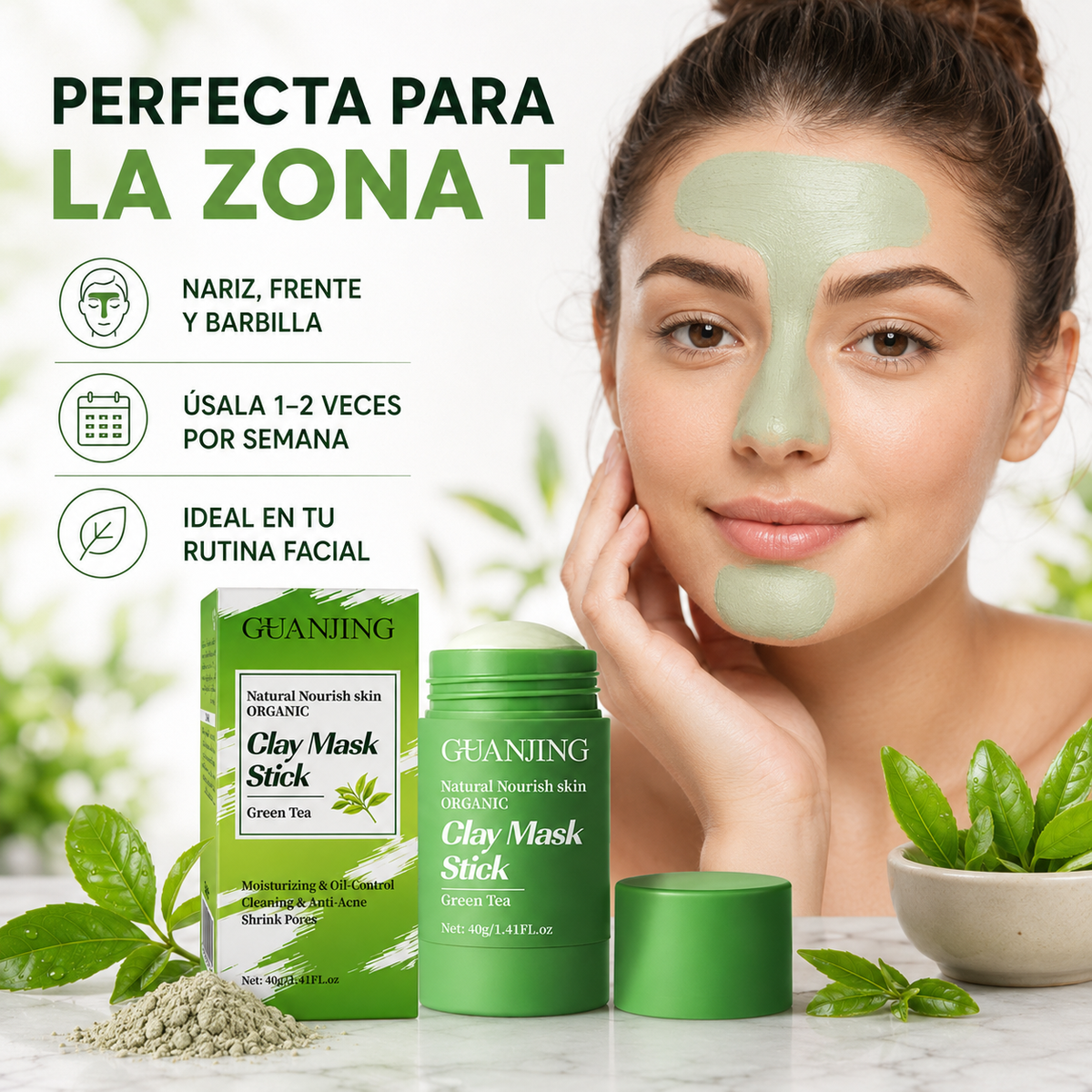 GreenPore Stick™ – Mascarilla de Arcilla con Té Verde para la Zona T