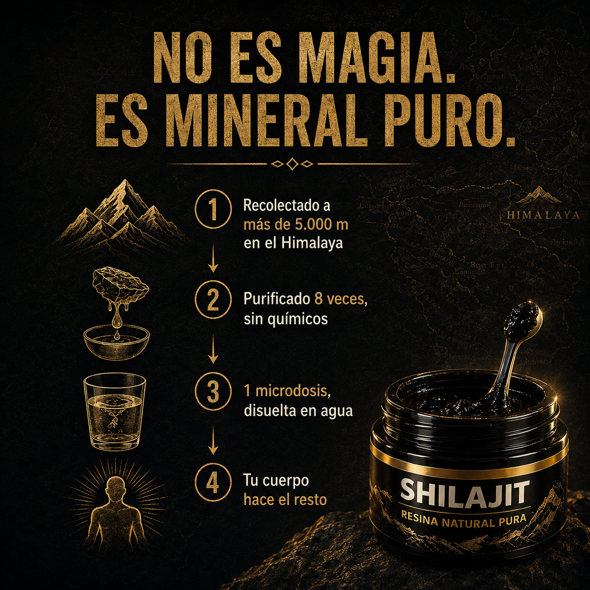Sup Resina orgánica pura del Himalaya SHILAJIT 100g
