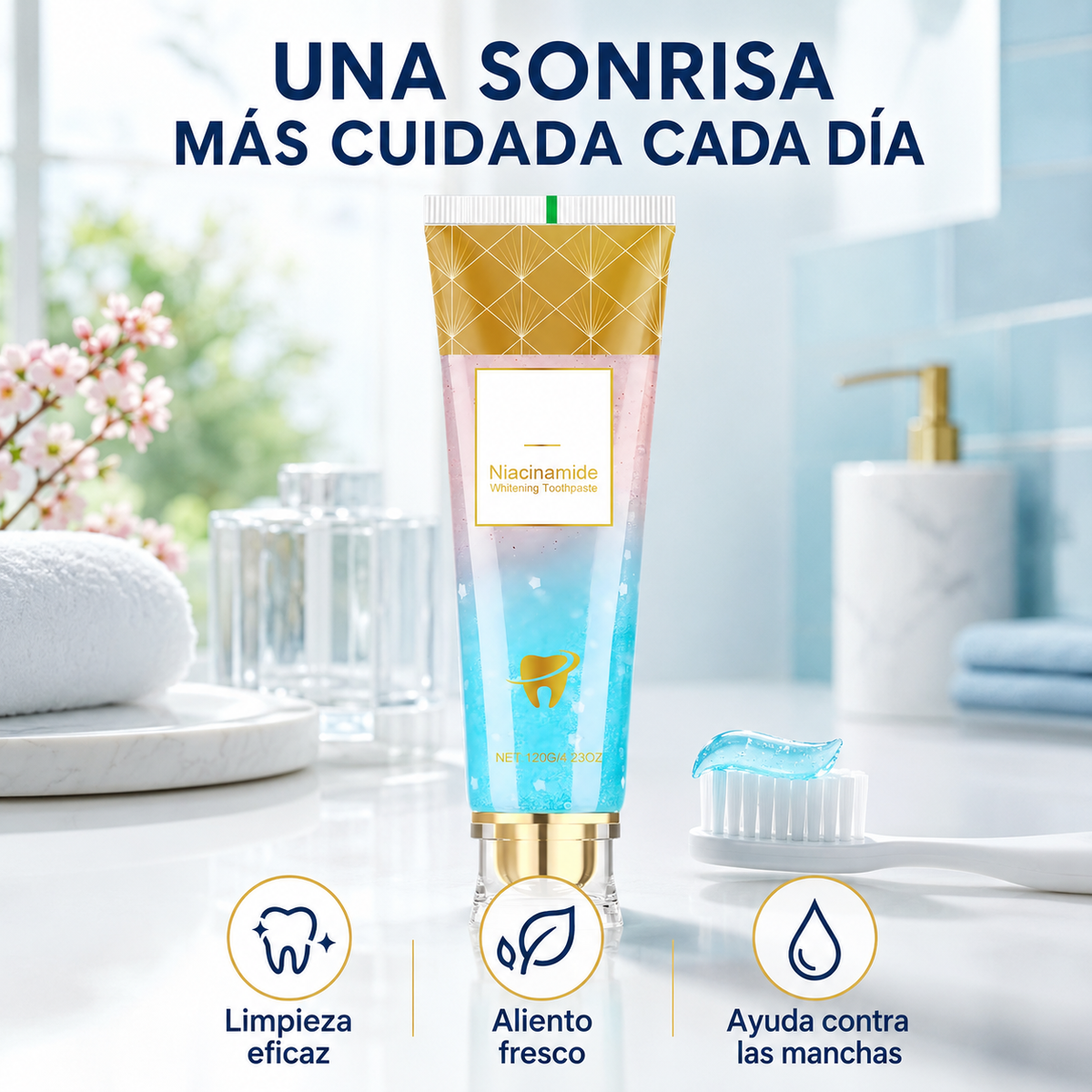 NiaSmile™ – Pasta Dental Blanqueadora con Niacinamida 120 g