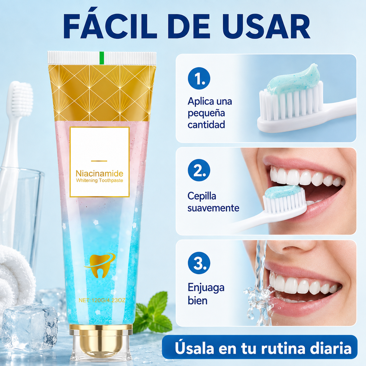 NiaSmile™ – Pasta Dental Blanqueadora con Niacinamida 120 g