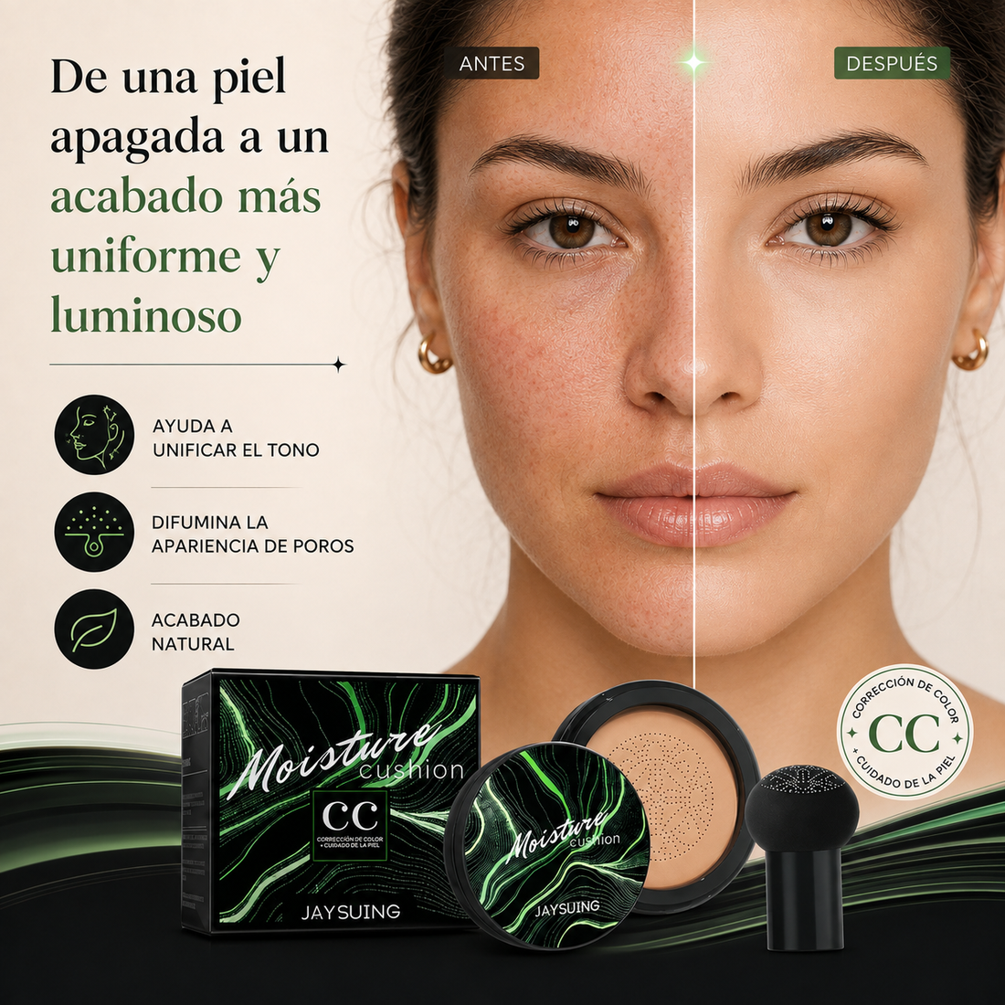 Antes y después CC Moisture Cushion