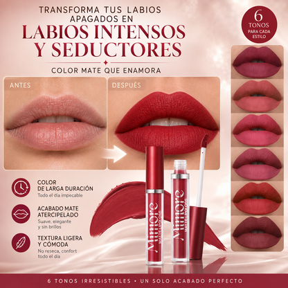 Mimoré Velvet Lips – Set de 6 Labiales Mate