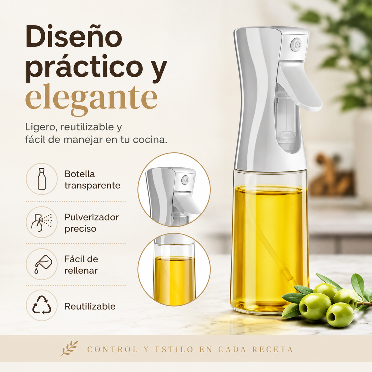 OlivaMist - Pulverizador de Aceite Reutilizable