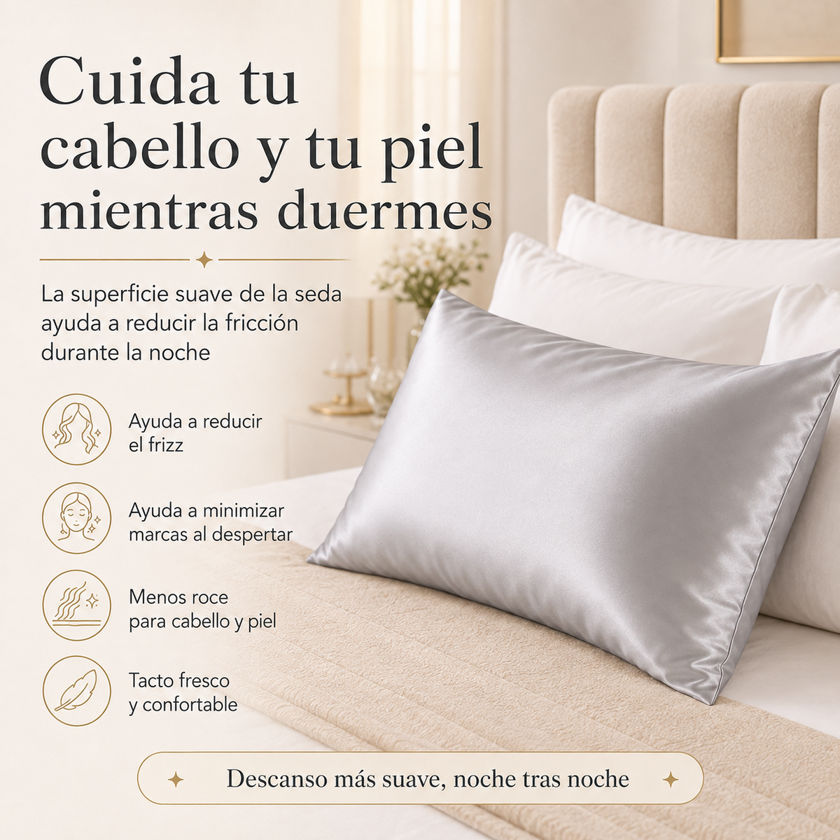 SilkDream -  Funda de Almohada de Seda Mulberry