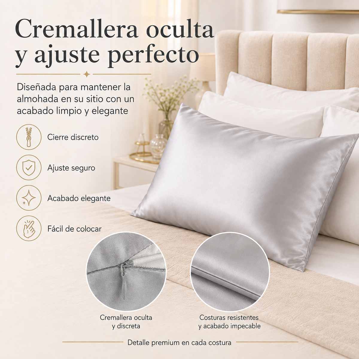 SilkDream -  Funda de Almohada de Seda Mulberry