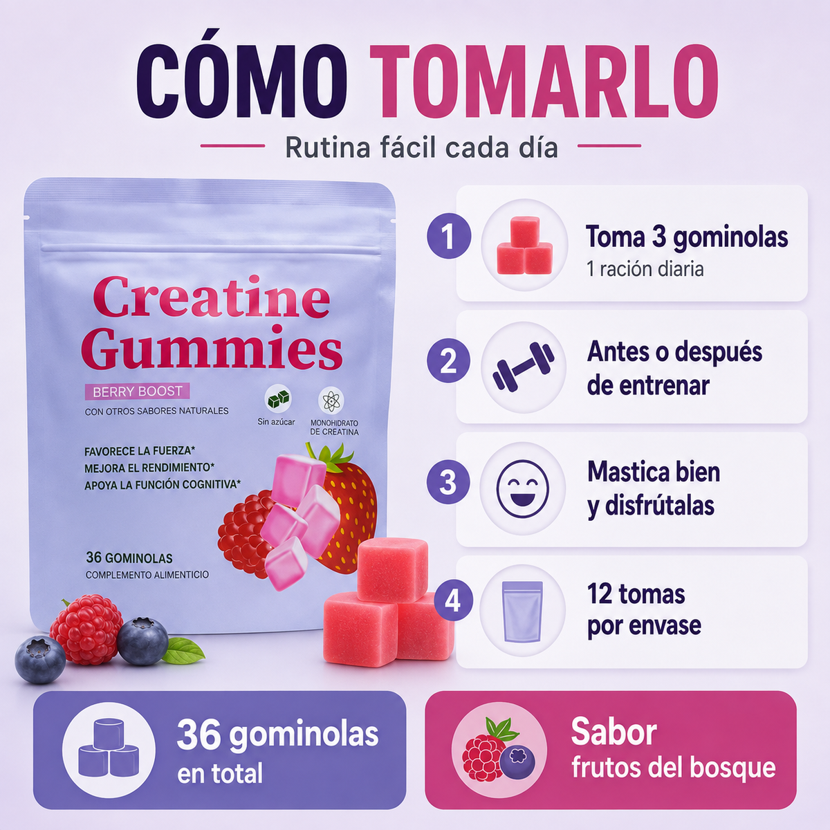 Creatine Boost Gummies - Gominolas de Creatina · Berry Boost