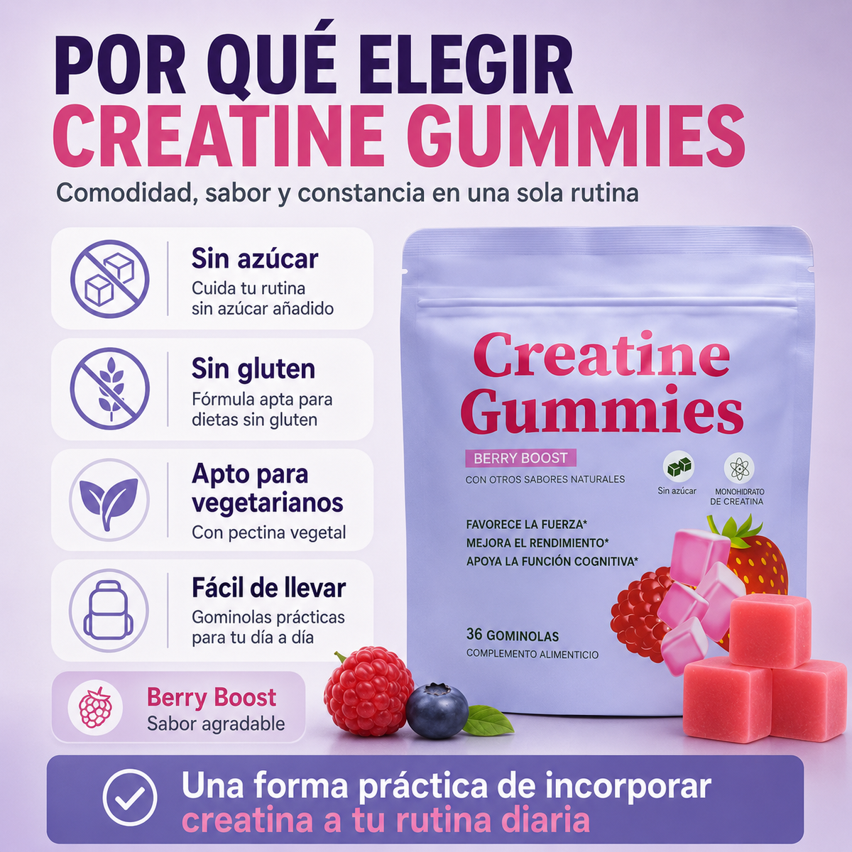 Creatine Boost Gummies - Gominolas de Creatina · Berry Boost