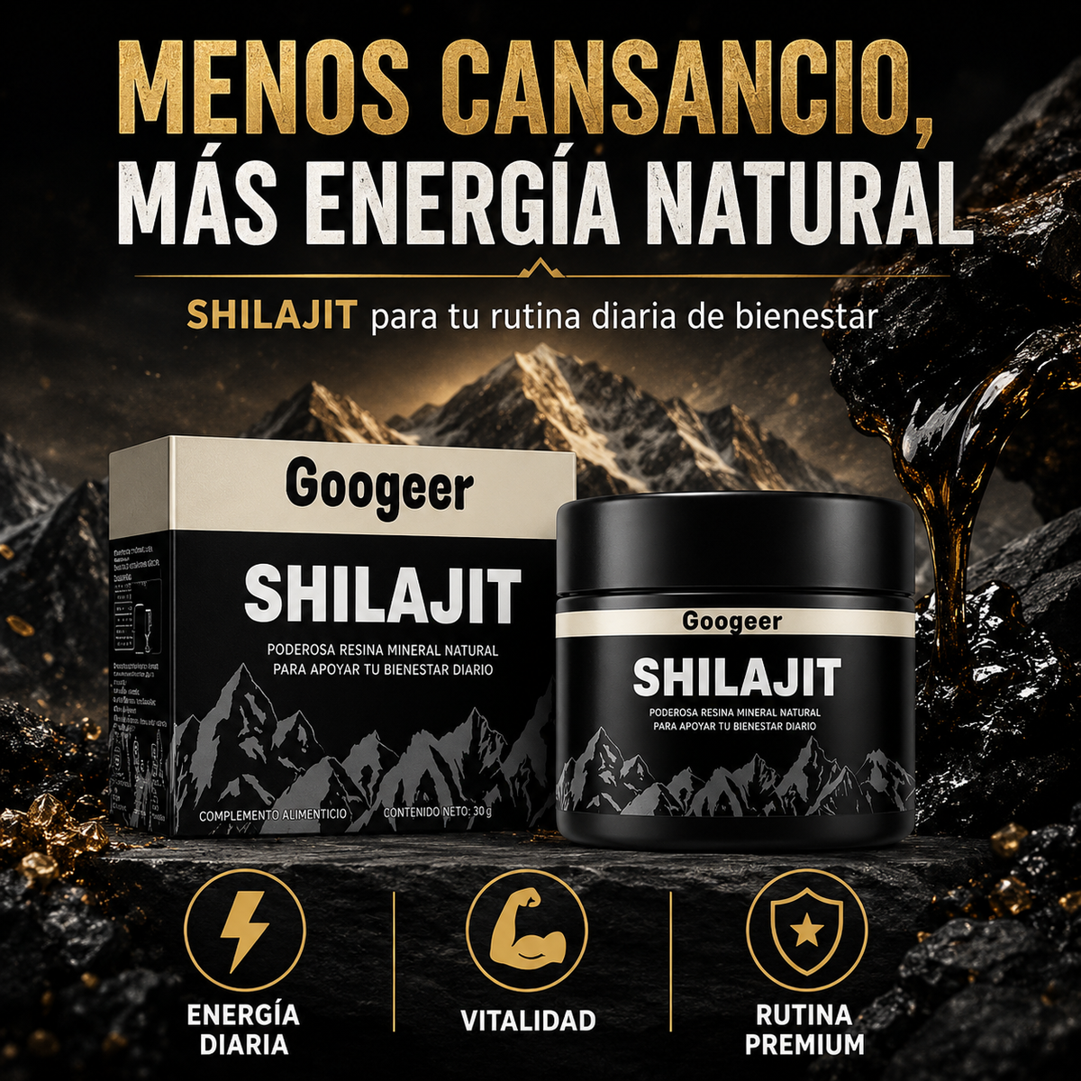Shilajit 100% Puro 💎 Fonte de Energia Vital do Himalaia