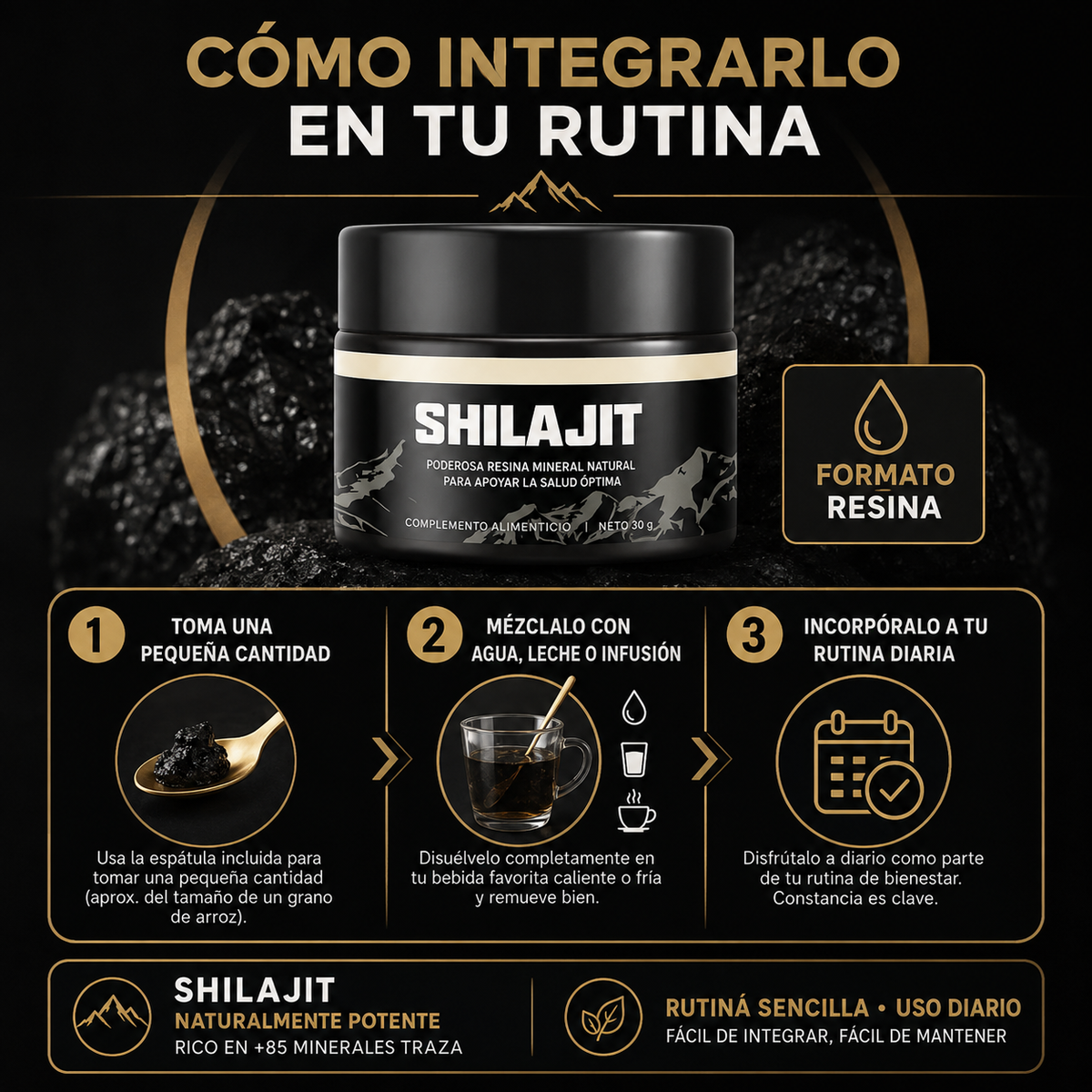 Shilajit 100% Puro 💎 Fonte de Energia Vital do Himalaia