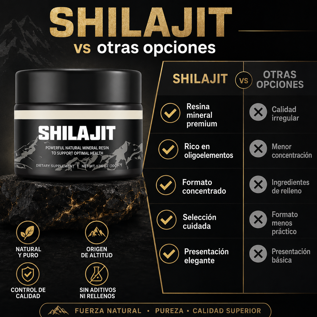 Shilajit 100% Puro 💎 Fonte de Energia Vital do Himalaia