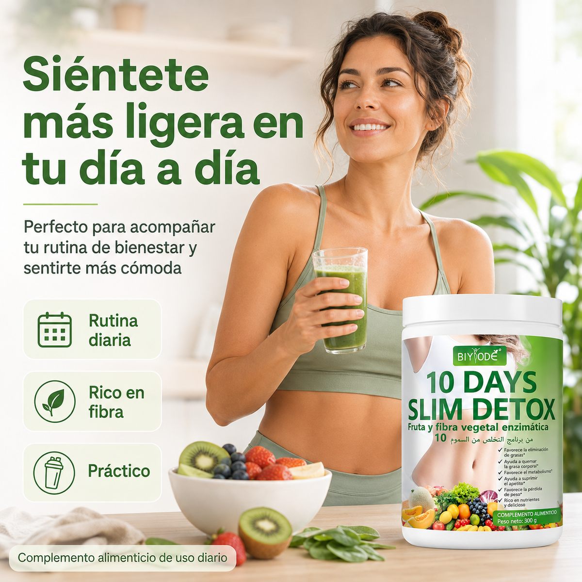 SlimFiber 10™ – Batido de Fibra Vegetal Sabor Melón | 300 g