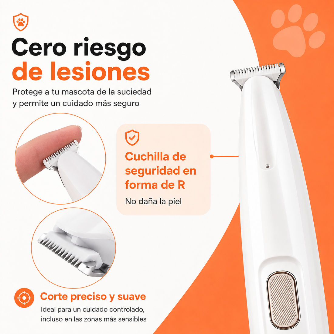 Cuchilla segura para zonas sensibles de mascotas