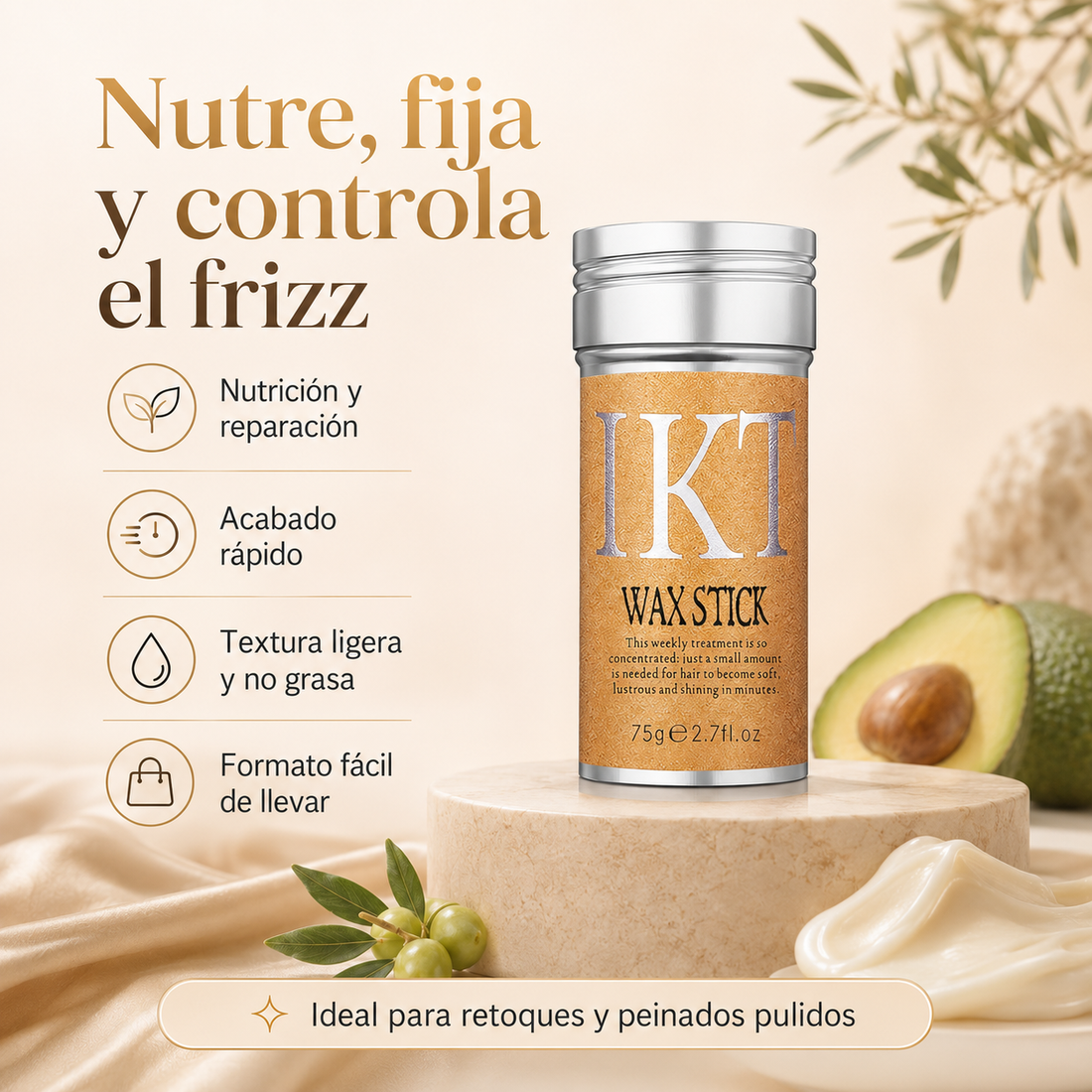 Beneficios del IKT Wax Stick para nutrir, fijar y controlar el frizz