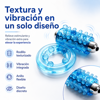 DuoVibe™ — Anillo Vibrador Texturizado para Parejas