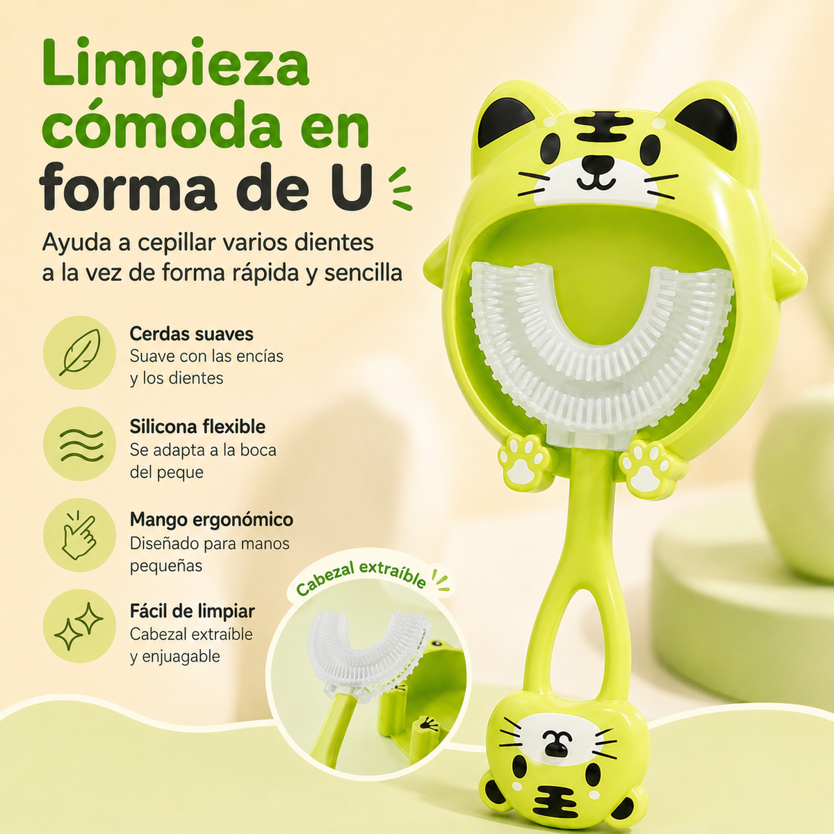 SmileU Kids™ - Cepillo Dental Infantil en Forma U