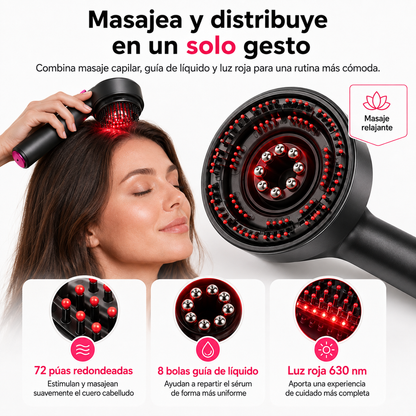 LumiScalp Pro™ – Masajeador Capilar con Luz Roja y Aplicador de Sérum