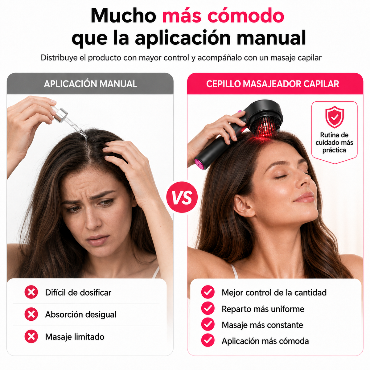 LumiScalp Pro™ – Masajeador Capilar con Luz Roja y Aplicador de Sérum